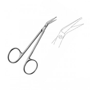 PERWITZSCHKY VASCULAR SCISSORS, ANGLED, delicate, ball tip on one blade 10CM