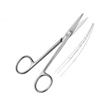 RIBBON EYE SCISSORS, CURVED, with flat shanks and extra large finger rings, fine tips 9.5 CM