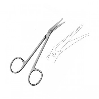 DELICATE SCISSORS, ANGLED TO SIDE, with probe pointed blades 10.5 CM