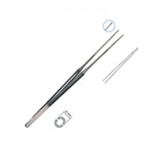 MICRO SUTURE TYING FORCEPS, 23CM, STRAIGHT 0.6mm tips, round handle