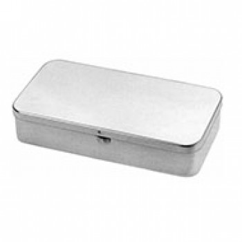  Metal case, 200 x 100 x 20 mm, with lid and slide lock, 18/8 stainless steel