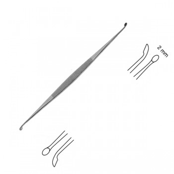WILLIGER WALTER Double Ended Bone Curette, Angled, Sharp, 14cm