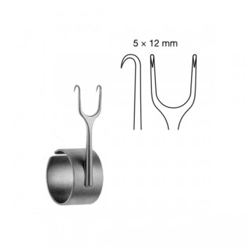 MILLARD COTTLE RETRACTOR WITH FINGER RING, 5.5CM, DOUBLE PRONG, SHARP, 5X12MM