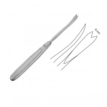 OBWEGESER PERIOSTEAL ELEVATOR/RASPATORY, 17.5CM, 9MM, V NOTCH