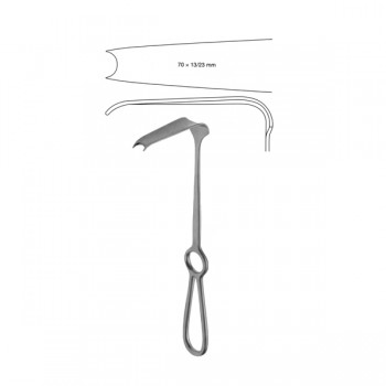 OBWEGESER ALVEOLAR (WISDOM TOOTH) RETRACTOR, 22CM, 13/23 X 70MM