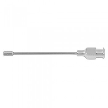 Mock Heparin Flushing Needle Button End With Luer Lock Connection Stainless Steel, 6.5 cm - 2 1/2" Tip Size Ø 2.9 x 0.8 mm