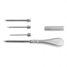 Universal Trocar With 4 Trocar Tips Diameter 1.7 mm, 3.0 mm, 4.5 mm and 6.0 mm Stainless Steel, 14.5 cm - 5 3/4" Universal Trocar With 4 Trocar Tips Diameter 1.7 mm, 3.0 mm, 4.5 mm and 6.0 mm Stainless Steel, 14.5 cm - 5 3/4"